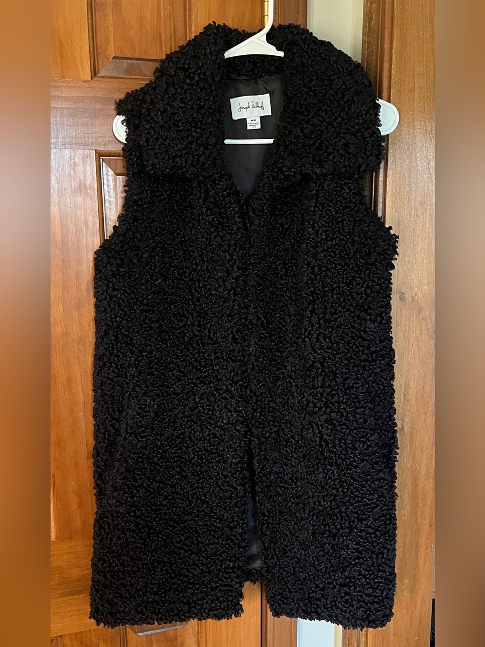 Joseph Ribkoff Black Faux-Shearling Sleeveless Vest